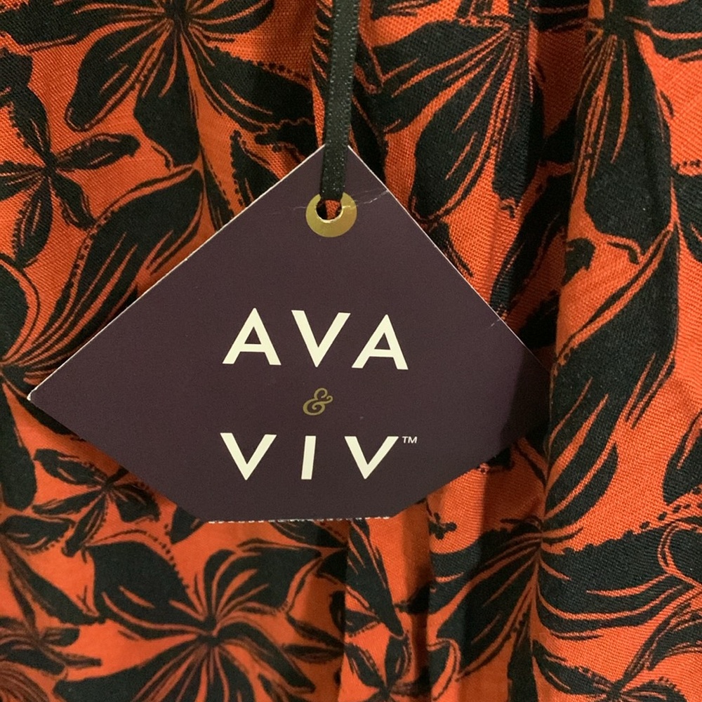 NWT Ava & Viv Dark Orange/Black Floral Maxi Skirt, Size 4X - Picture 5 of 10